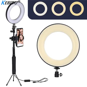 

LED Selfie Ring Light with Tripod Stand Stick & Cell Phone Holder for Live Stream, Youtube Video, Makeup,Vlog,photography