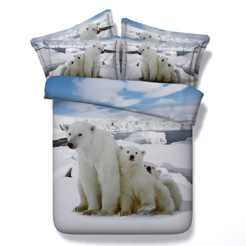 

3D Polar Bear Bedding sets duvet cover bed in a bag sheet bedspreads queen size Super king full twin quilt Animal Designer 4pcs