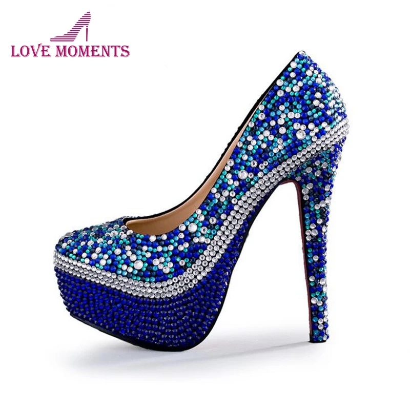 royal blue rhinestone shoes