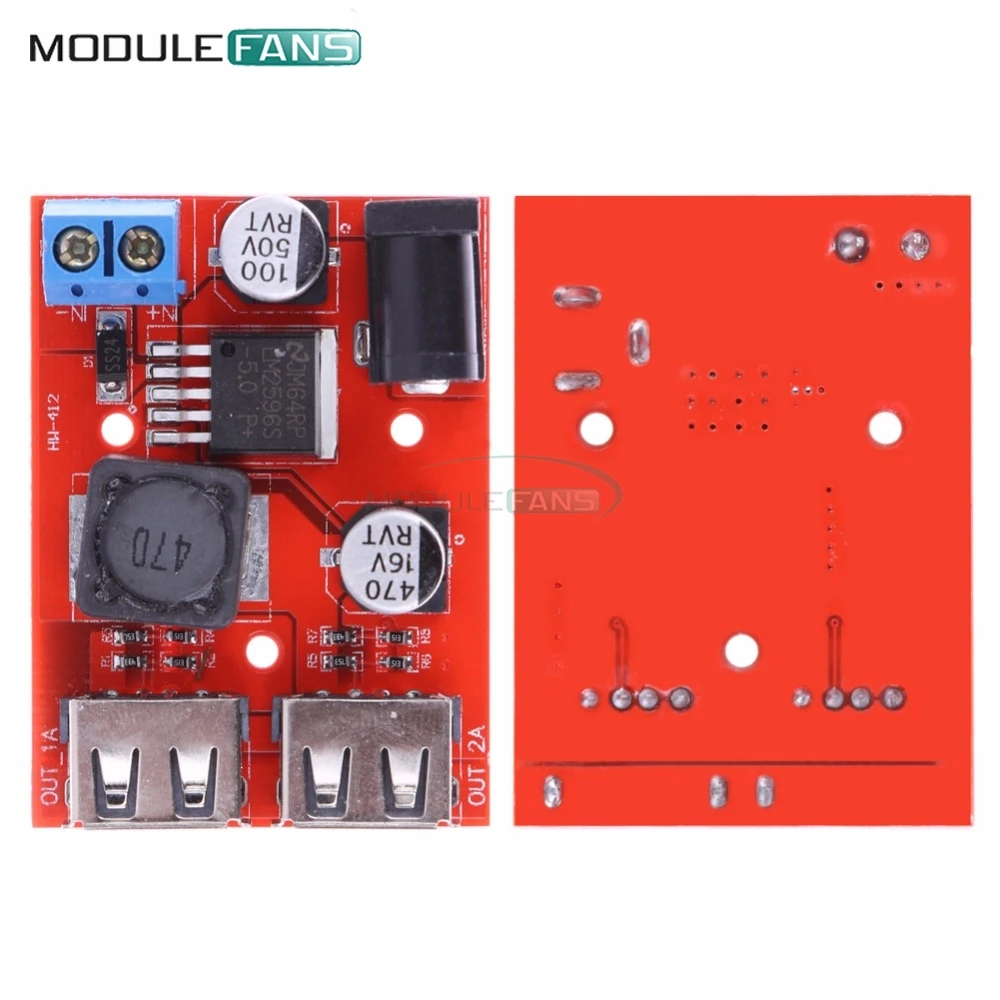 LM2596 LM2596S двойной USB DC 9 в 12 В 24 36 до 5 3A понижающий преобразователь Плата