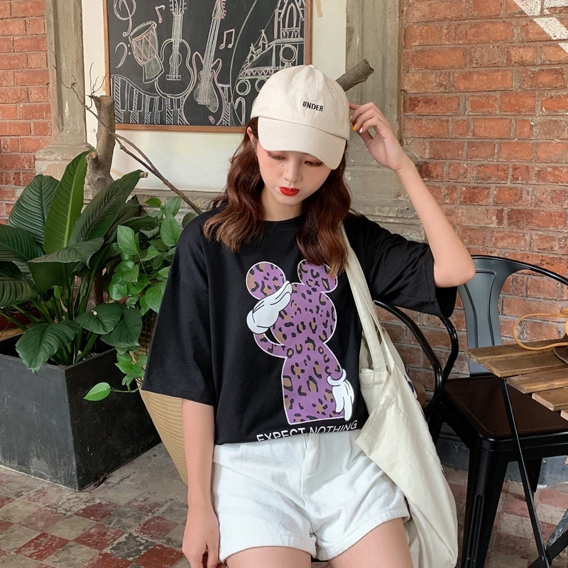 Women Summer Tee Harajuku Funny Dairy Cattle Cow Leopard Print Vintage Tshirt Short Sleeve Zaraing Graphic Shirt Streetwear Top