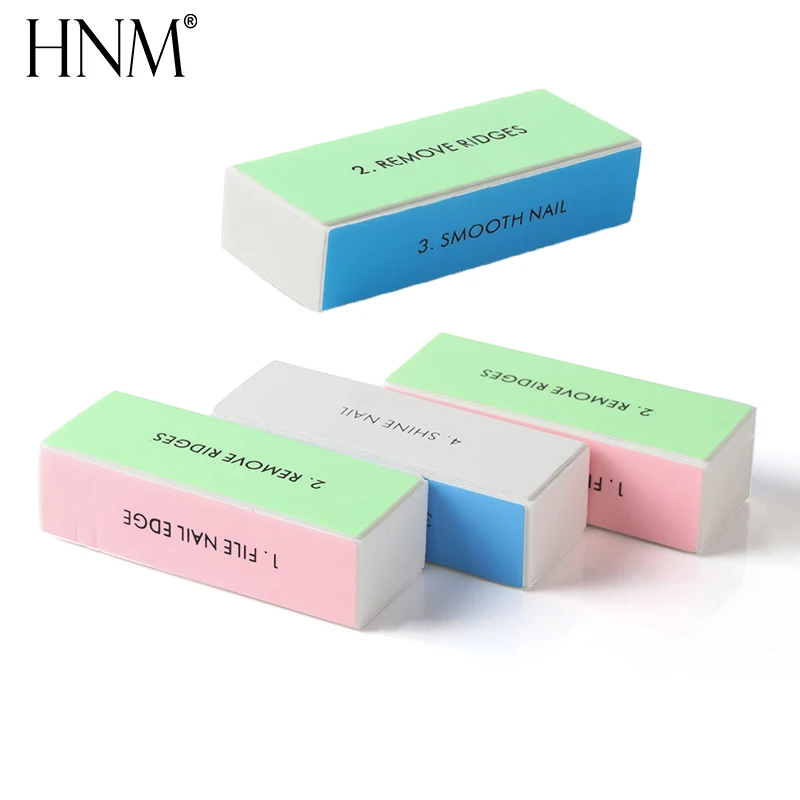 

HNM 4pcs Nail Files 4 Ways Nail Art Salon Manicure Nailfile Buff Gel Nail Polish Set Profesionales Tools High Quality Files Nail