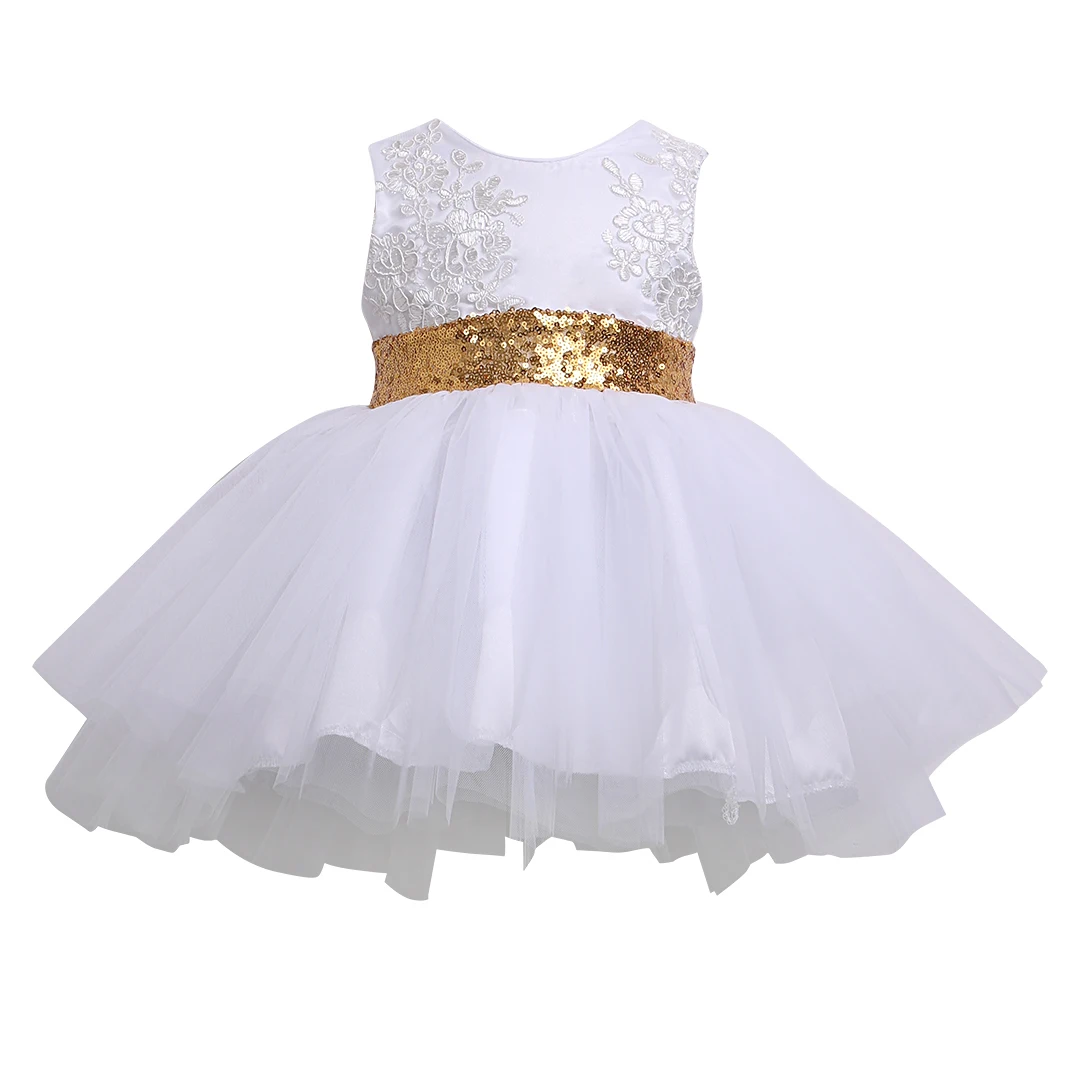 

Baby Girl Lace Sequins Bowknot Floral Dress First Birthday Party Christening Jurk Dress 0-10 Years NEW Fashion