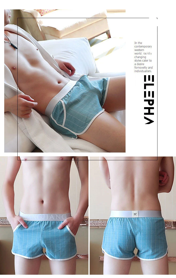 Wang Jiang Mens Underwear Boxer Shorts Casual Cotton Sleep Plaid Sexy Male Pajamas Family Panties Men Underware Loose Penis Bag cool boxers