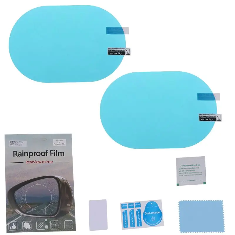 New 2 Pcs Car Rearview Mirror Protective Film Anti Fog Window Clear Rainproof Rear View Mirror Protective Soft Side Window Film - Цвет: Blue B