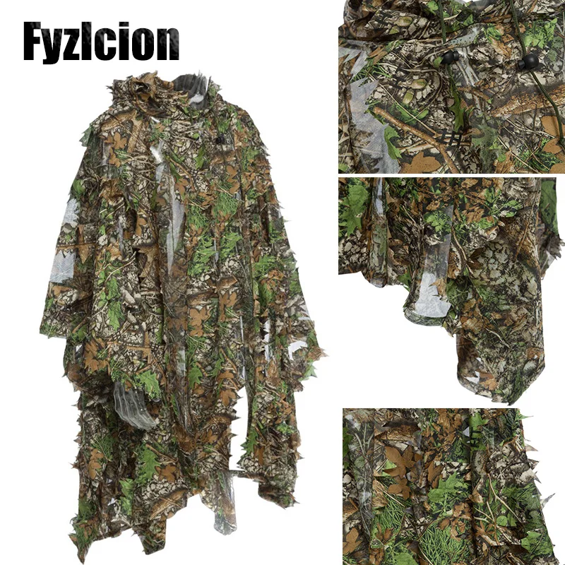 Fashion 3D Camouflage Leaf Clothing Woodland Jungle Hunting Camo Sniper Suit BW