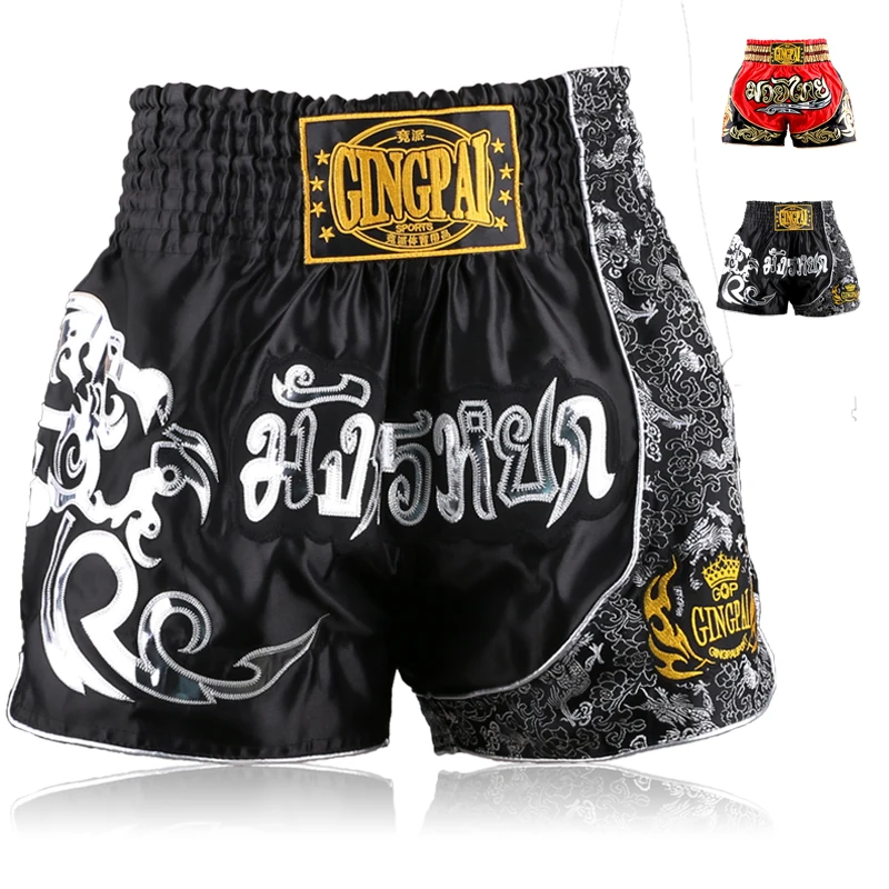 Wholesale Black Red Male Boxing Shorts MMA Fight Trunks breeches