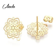 Aiovlo 10 шт./лот из нержавеющей стали геометрический ажурный цветок серьги в богемном стиле база разъемы Linkers для DIY серьги ювелирные изделия