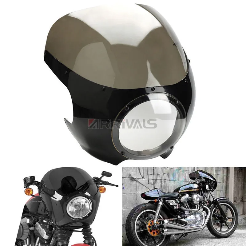 Фара головного света Cafe Racer 5 3/4 дюйма лобовое стекло для Harley Sportster XL 883 1200 72