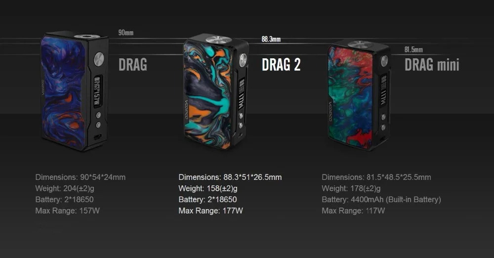 VOOPOO DRAG мини-мод для электронных сигарет 117 Вт TC встроенный 4400 мАч ген. FIT чип Vape Box Mod Vs Drag 2 современные модели парогенераторов Vaporiz