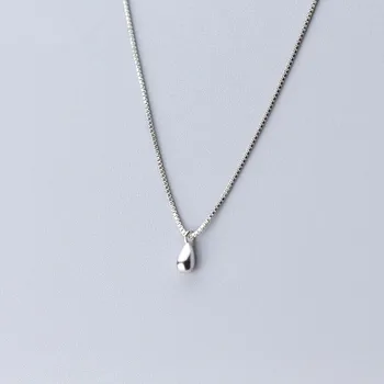 

Minimalism Tinny Small 100% real Silver 925 Fine Jewelry Oval Waterdrop Tears Pendant Necklace GTLX1850