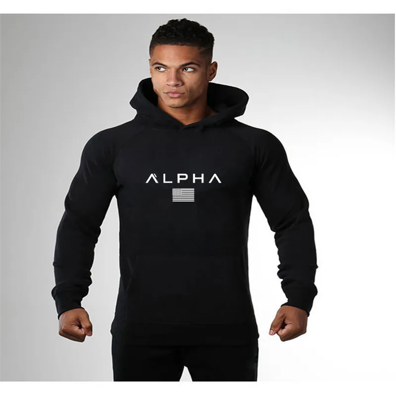 

New ALPHA hoodies men Autumn Fashion Brand Pullover Cotton Long sleeve white blackSportswear Sweatshirt Men'S Tracksuits Moleton