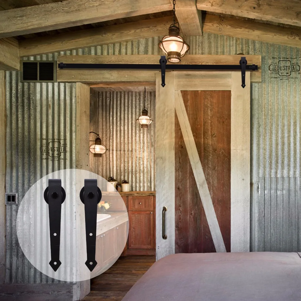 LWZH Industrial Style Sliding Barn Door Steel Hardware Kit font b Closet b font Track Set