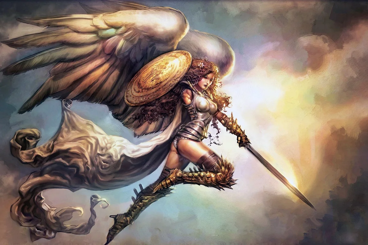 Fantasy Angel With Armor Wings Sword Pmc724 Custom Print Fabric Poster Frame Available Wall Decor Room Decor Home Decoration Painting Calligraphy Aliexpress