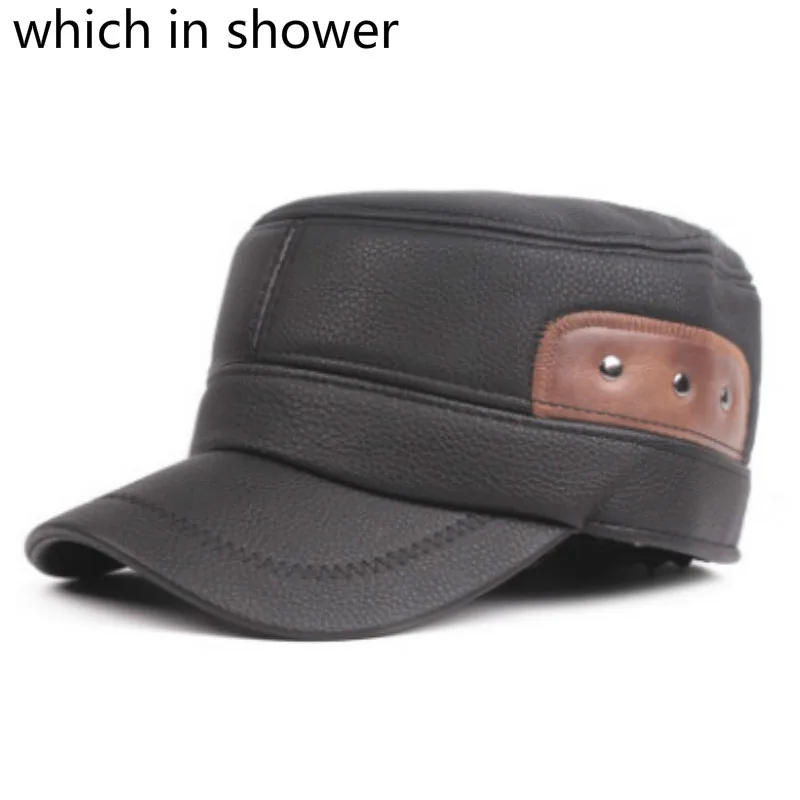 faux leather flat cap