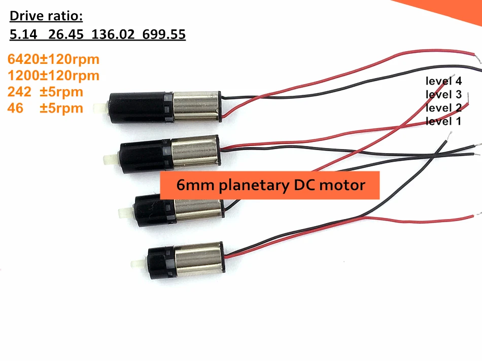 Очень маленький 6 мм мотор-редуктор, 1V 3V полый Кубок планетарное снижение двигатель постоянного тока(уровень 4 коэффициент уменьшения
