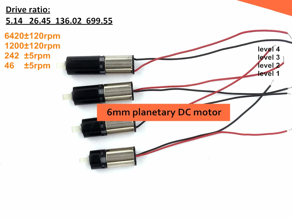 

Extra small 6mm gear motor,1V 3V hollow cup planetary reduction DC motor (Level 4 reduction ratio)
