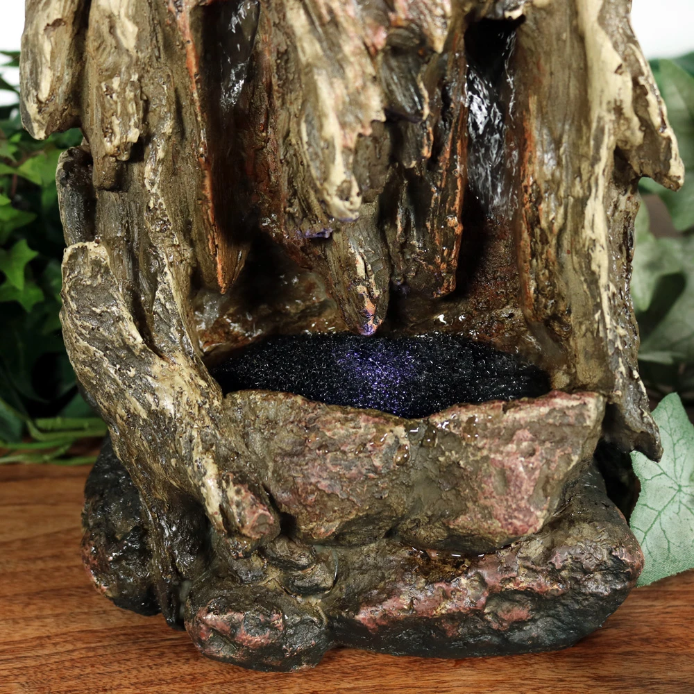 Sunnydaze Hollowed Log Tabletop Water Fountain with LED Lights, 11.5 Inch (5)