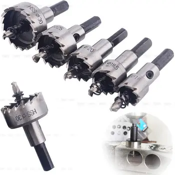 

5pc 16/18.5/20/25/30mm Carbide Tip HSS Drills Bit Hole Saw Set Stainless Steel Metal Alloy