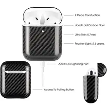 Carbon Fiber LED Earphone Case For Apple AirPods 2 Wireless Case Real Carbon Fiber Protective Cases Cover Earphone Accessories