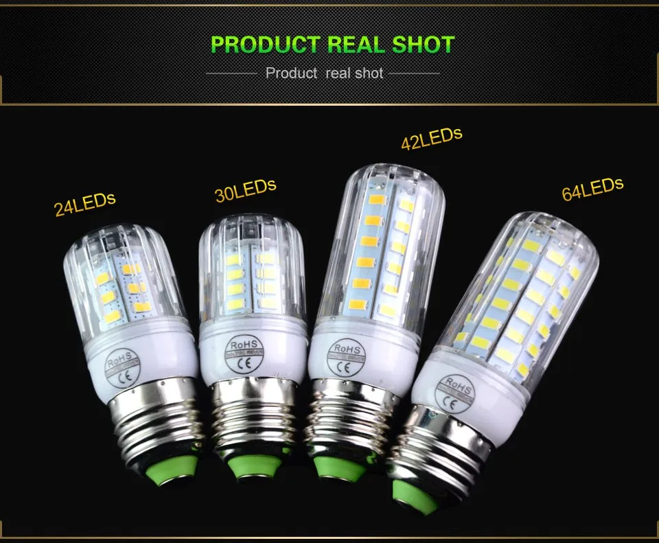 5730 чип E27 светодиодный кукурузная осветительная лампочка 110 V 24 светодиодный 30 светодиодный 42 светодиодный 64 светодиодный 80 светодиодный 89 светодиодный 108 светодиодный 136 светодиодный s передвижной лампой с возможностью прикрепления на 20 Вт-120 W лампы накаливания