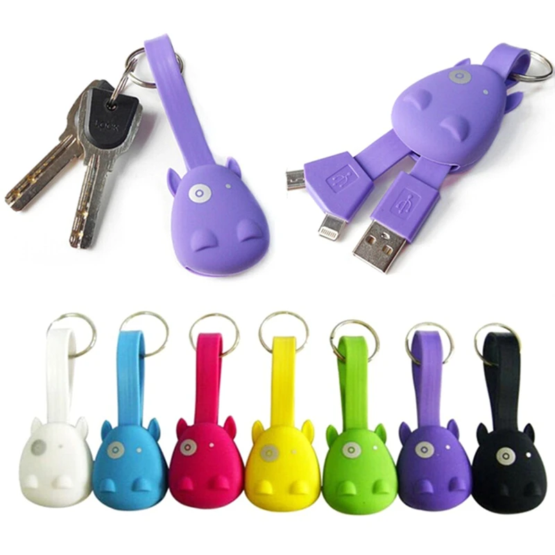 

New Micro USB Cable Keychain 2 In 1 Sync Data Charging Cables For IPhone 5s 6 6S IOS