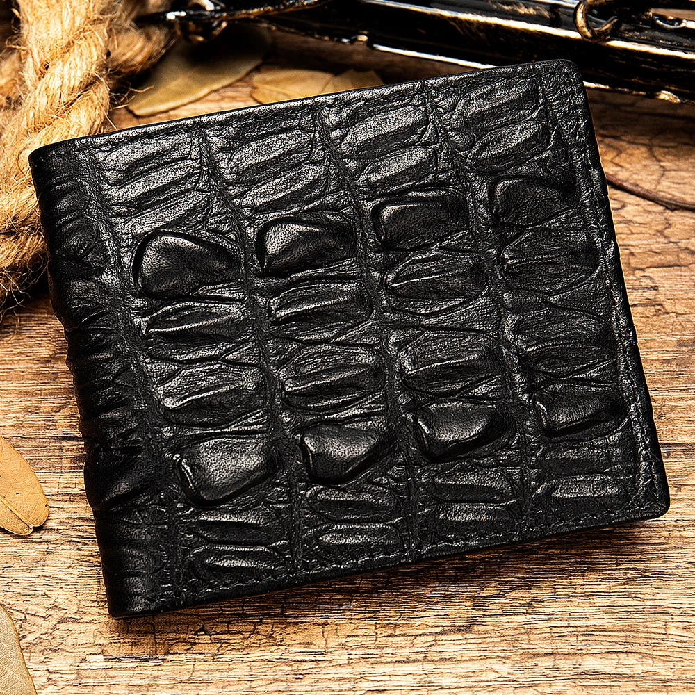 Мужской кошелек с узором «крокодиловая кожа», бумажники из натуральной кожи, высокое качество, ретро короткий кошелек, винтажная сумка-Органайзер J50
