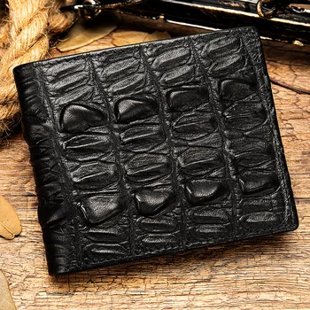 

Crocodile Pattern Men Wallet Cowhide Function Genuine Leather Wallets Top Quality Retro Short Wallet Vintage Organizer Purse J50