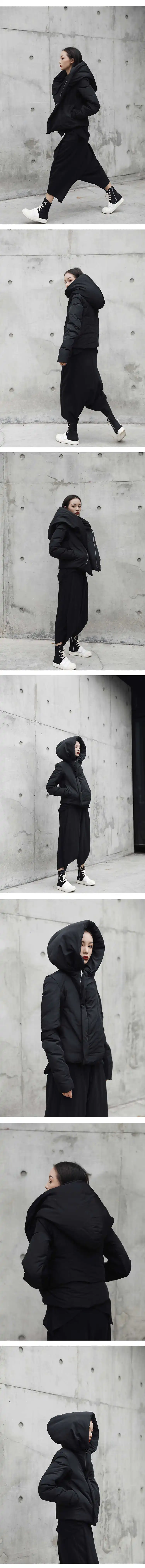 Encapuçado Engrossamento Preto Curto Algodão-acolchoado Cabolsa Manga Longa Solto Ajuste Parkas Feminina Moda Nova Primavera Outono 2021 Ji08 Eam 18 High Quality Moda Feminina