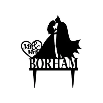 

2017 Real Rushed Personalized Acrylic Batman Wedding Cake Topper/wedding Stand/wedding Decoration /Custom Topper