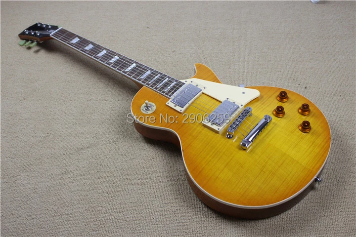 

Hot sale LP standard electric guitar,59 version LP guitar.chrome hardware one piece neck and one piece body mahogany guitar