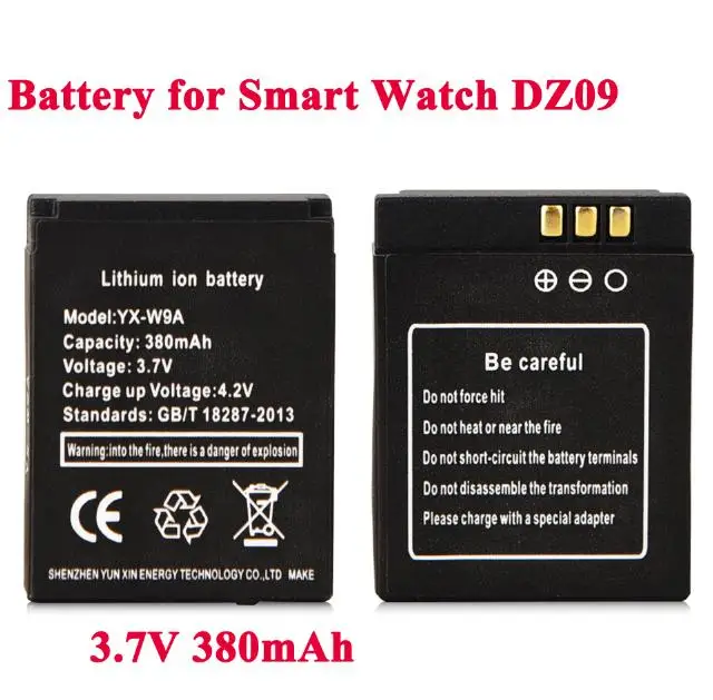 1pc 3.7V 380mAh Rechargeable Battery For Smart Watch dz09