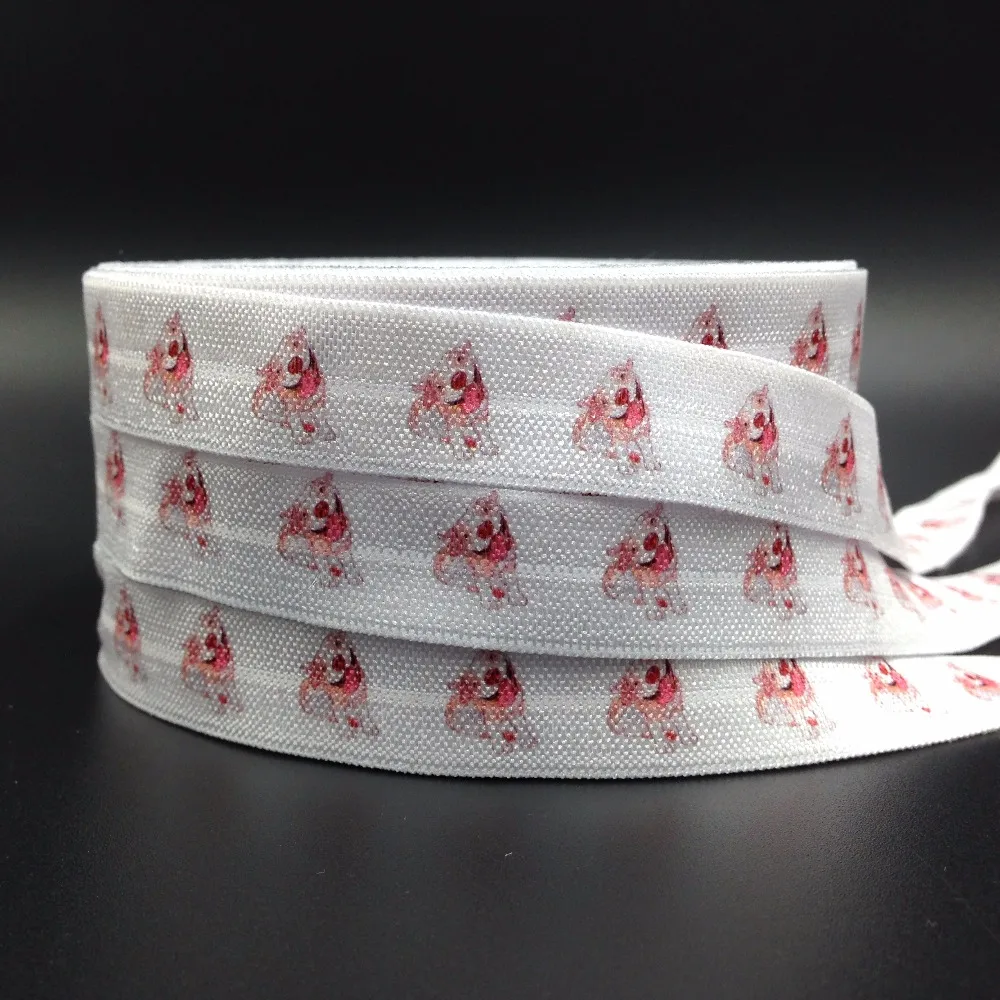 

Good Quality dog Print Fold Over Elastic 10 yard/lot 5/8" White FOE Heat Transfer Print Elastic Ribbon Hair Accessory