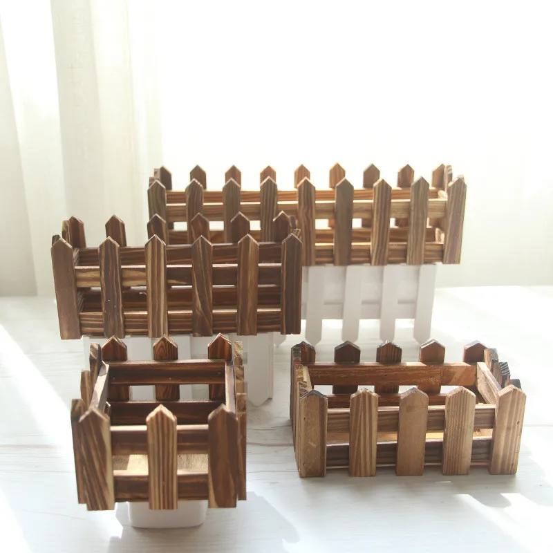 

Brown Wood Fence Pastoral Cute Vase Pots Vertical Garden Pots Planters Supplies For Artificial Flower Home Garden Decoration R3