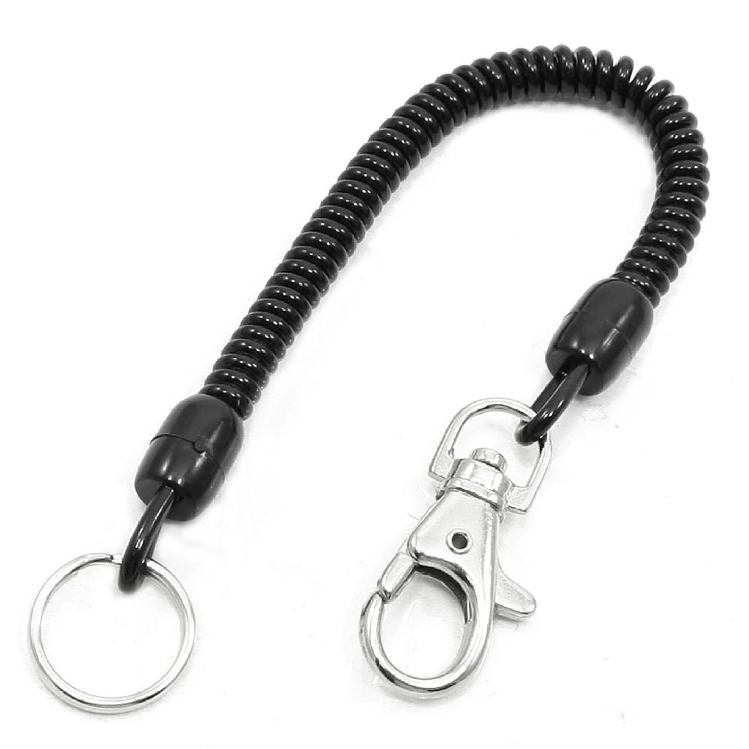 Black Spring Cord Rope Swivel Lobster Clasp Keyring Chain Strapin Key