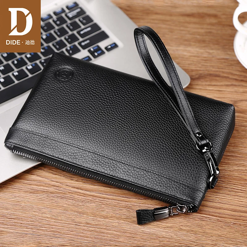 

DIDE 2018 Summer Genuine Leather Clutch Bags Envelope Bag men Large Capacity Business Wallet Purse Casual Bags male