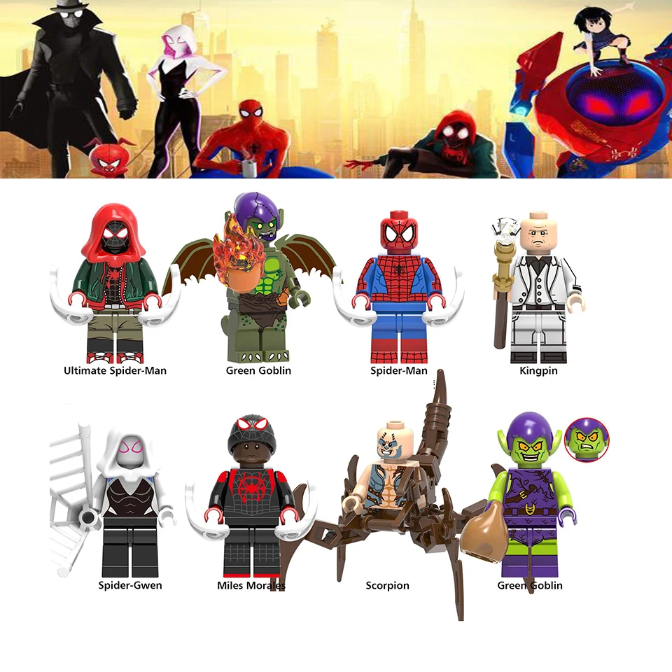 

For Marvel 2019 Spiderman Figures Into the Spider Verse Gwen Figurines Bricks Building Blocks Kids Toys Gift