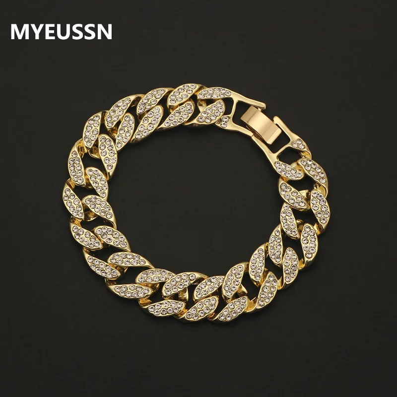 

Rhinestone Cuban bracelet Iced Out link chain For Men Hip Hop Paved CZ Rapper luxur bracelet Jewelry accessories gift