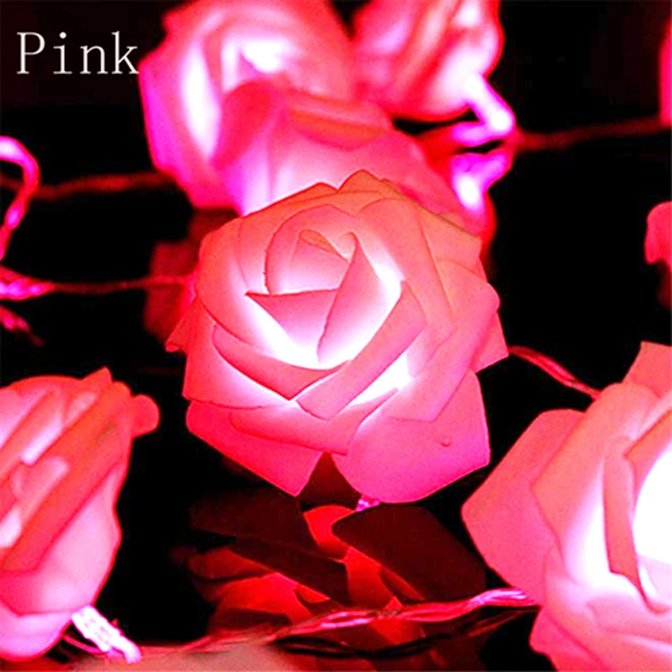 Светодиодный гирлянды, 10 светодиодный на батарейках цепочка цветов розы сказочные огни для рождественских свадебных садов украшения в помещении