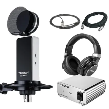 

Recording studio Takstar PC-K800 condenser microphone + HD5500 Monitor Headphones whole set with 48V illusion power supply Cable