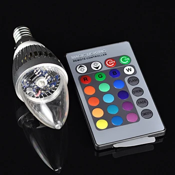 

1set E14 3W RGB LED 16 Colors Changing Candle Lamp Bulb +Remote Control Party Light