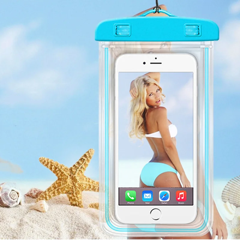Сумки для плавания водонепроницаемый мешок светящийся подводный чехол для телефона для iphone 6 7 8 S8 S9 Универсальные Все модели 3,5 дюймов-6 дюймов