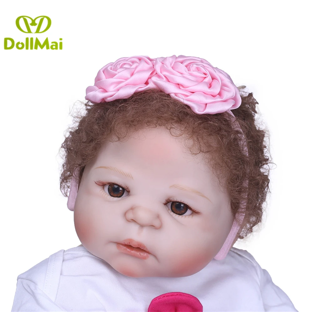 23 "57 см полный Силиконовый реборн Детские куклы новорожденный настоящий ребенок девочка куклы для детей подарок reborn com corpo de silicone menina