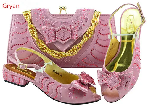 

Gryan African Women Shoe and Bag To Match Set Decorated with Rhinestone New Design Italian Shoe and Bag Set for Party H1-26