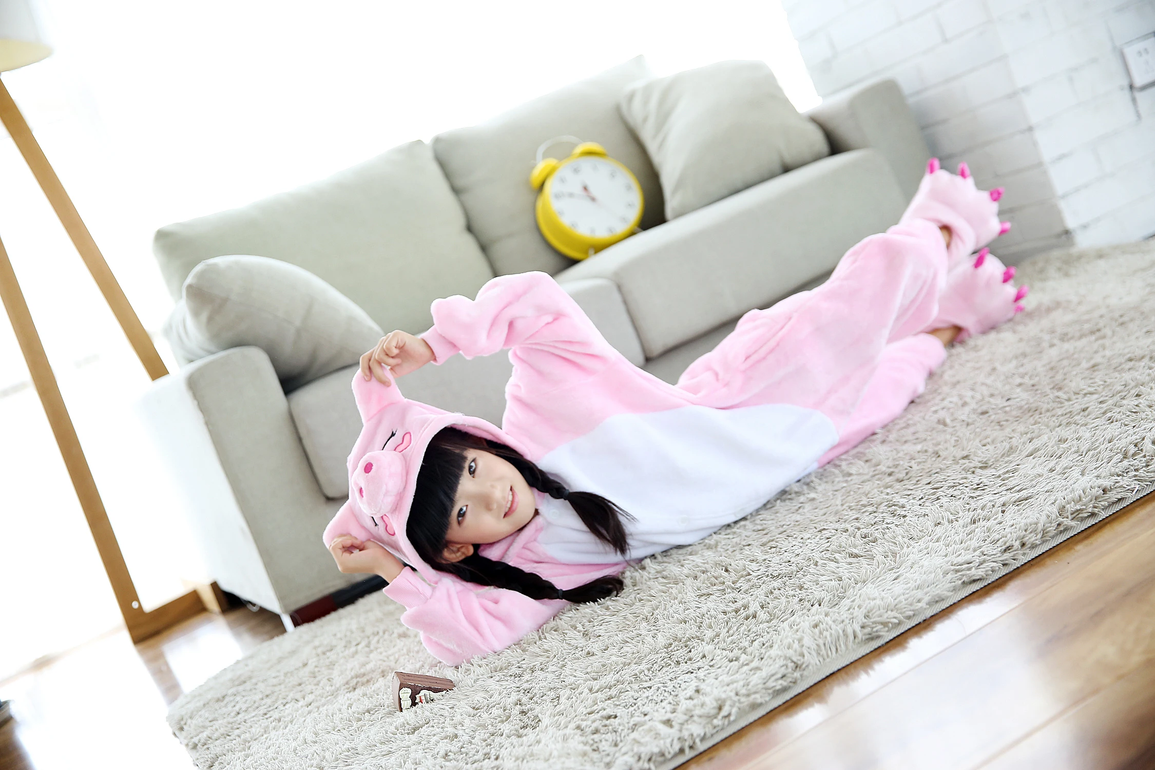 BIKIRUB Children Pajamas Winter Hooded Sleepwear Boys Girls Pajama Set  Cute Pink Pig Animal Kids Pyjama Flannel Pijama pajama sets couple	