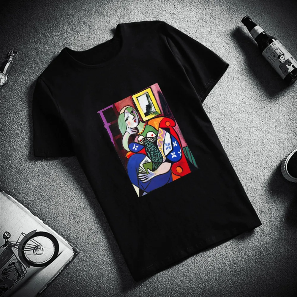 Модная футболка с коротким рукавом Пикассо, женская футболка с абстрактным рисунком из хлопка, женская футболка с круглым вырезом, футболка унисекс