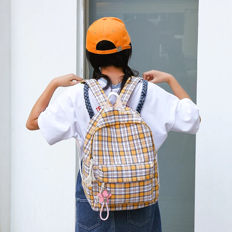 

2019 Women Backpack Waterproof Large Capacity Holographic School Bags For Teenage Girls Backpack Women Plaid Kawaii Bagpack