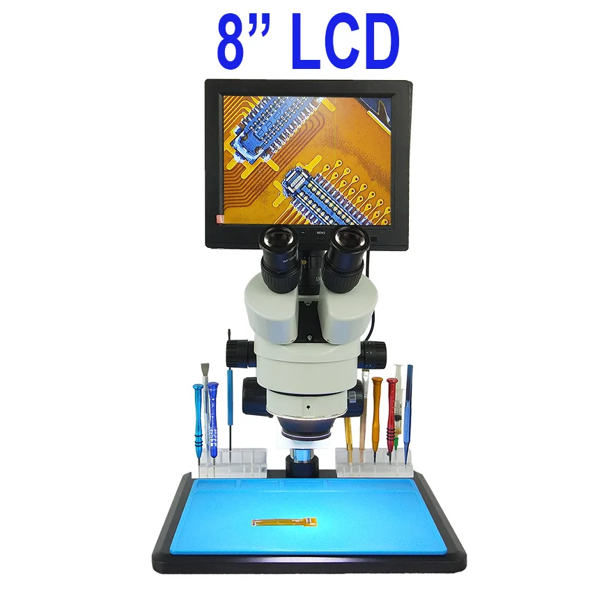 Efix 10 8 дюймов ЖК AV пайки Тринокулярный Стерео продолжает зум микроскоп цифровой HD камера верстак для iPhone ремонт инструменты - Цвет: 8 Inch LCD
