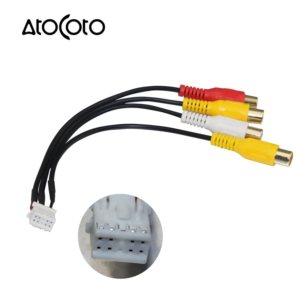 

AtoCoto 10 Pin Plug Car Stereo Navigation Radio 4 RCA Audio Video RearView Camera In Wire Harness Wiring Connector Adapter Cable