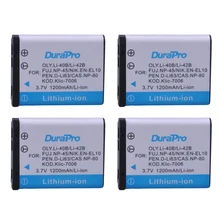 4 x DuraPro 1200 мАч 3,7 V LI-42B 42B Li-40B 40B NP-45 NP45 EN-EL10 DLI63 D-Li108 DLI108 NP-80 NP80 CNP80 KLIC-7006 K7006 Батарея